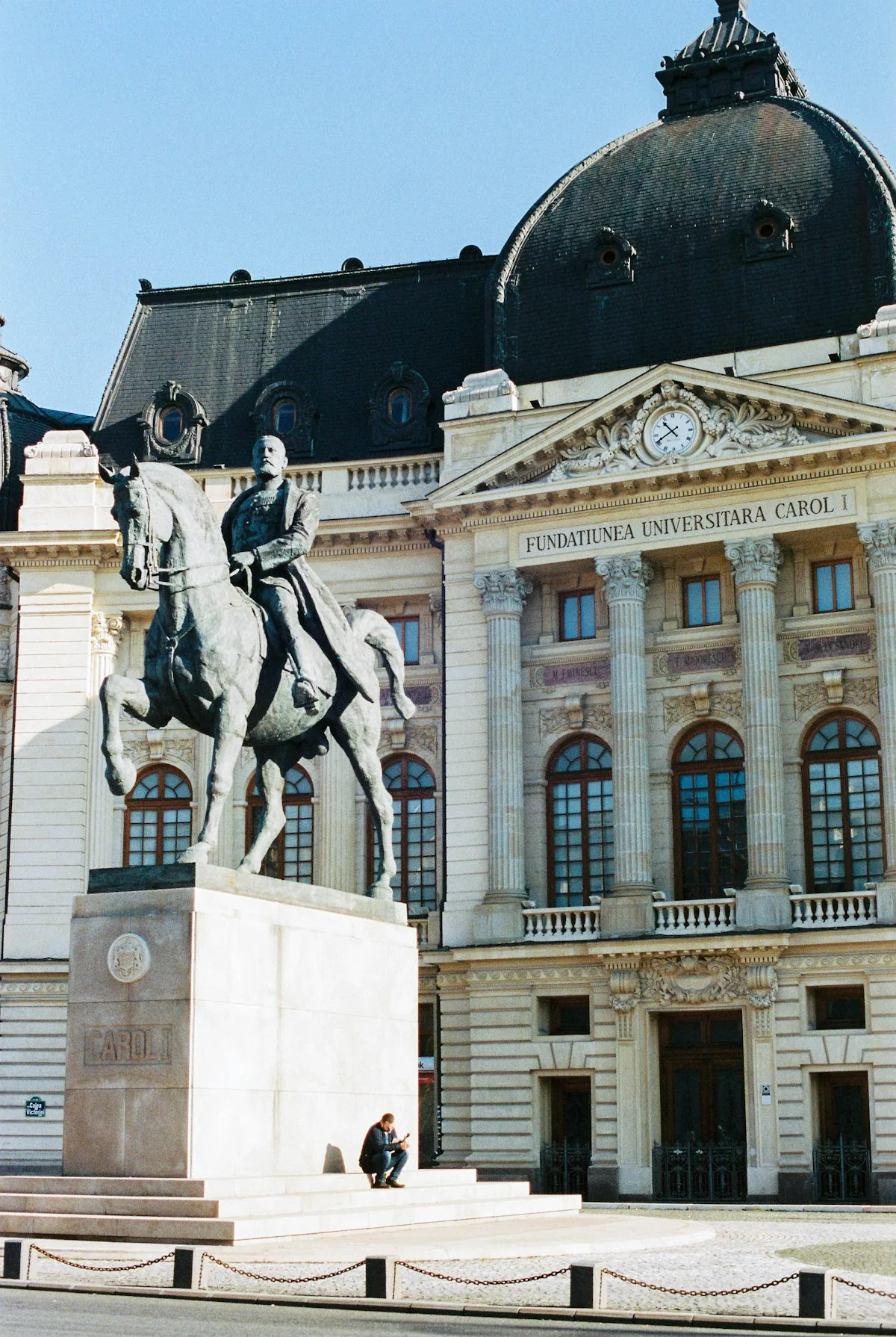 The Central University Library and King Carol I statue
